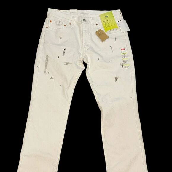 LEVIS MEN’S NWT WHITE DENIM WITH THE REAL DESTROYED LOOK THE NEW 511 SLIM - Picture 1 of 9